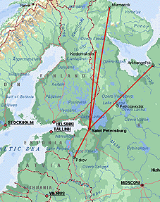 map of northwest russia, the pleiades network